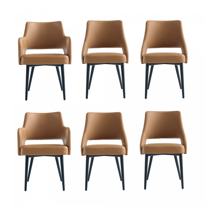 Tremont Modern 6-Piece Dining Chair Set in Saddle