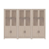 Jodie Mid-Century Modern 31\" Bookcase Cabinet in Whitewashed Oak (6-Shelf) - Set of 3