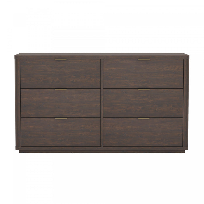 Evelyn Modern 60\" Dresser in Brown (6-Drawer)