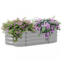 Outsunny 3.4' X 2' X 1' Galvanized Raised Garden Bed Kit, Metal Elevated Planter Box With Safety Edg