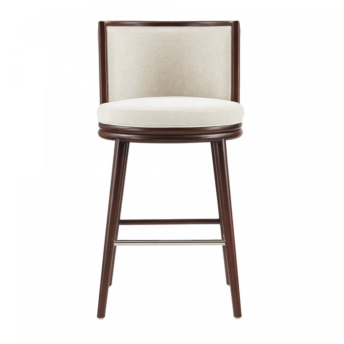 Evalyn Modern Wood Upholstered Barstool in Cream