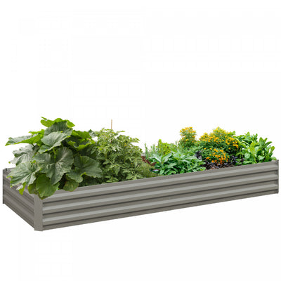 Outsunny 8 X 3 X 1ft Galvanized Raised Garden Bed, Metal Elevated Planter Box, Easy Diy And Cleaning|Outsunny Lit De Jardin Sureleve Galvanise 95" X 36" X 12", Jardiniere Surelevee En Metal, Bricolage