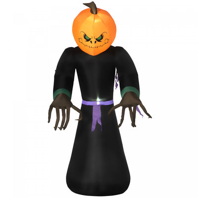 Homcom 7ft Pumpkin Reaper Inflatable Halloween Decoration|Homcom Decoration De Jardin Gonflable Avec Lumieres LED Et Ventilateur