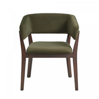 Blake Modern Wood Faux Mohair Armchair in Green