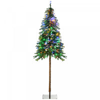 Homcom 6' Slim Pencil Artificial Snow Christmas Tree With Led Lights