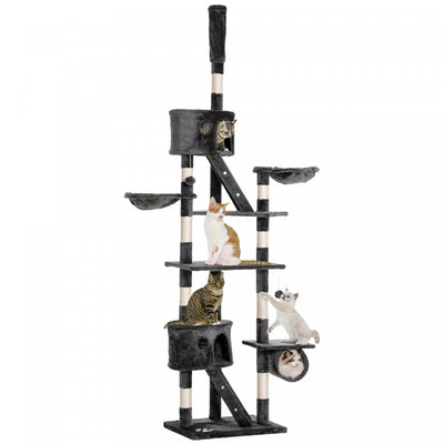 Pawhut 94"-102" Huge Cat Tree Ceiling High Cat Condo Scratching Post Activity Center Multi-level Pla|Pawhut 94 "-102" Enorme Arbre A Chat Plafond Haut Chat Pour Condo Griffoir Centre D'activite Multi-n