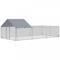 Pawhut Large Metal Chicken Coop, Hen Run House With Anti-ultraviolet Cover, Walk-in Poultry Cage For