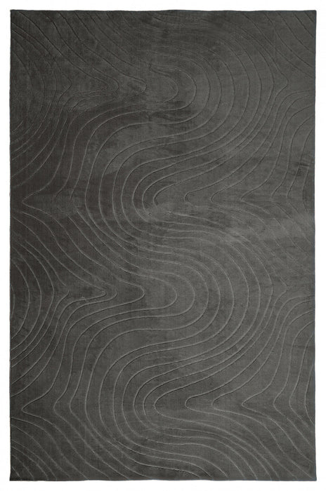 Somos Contemporary Charcoal Washable Rug 9'0\" x 12'0\" Indoor Area Rug