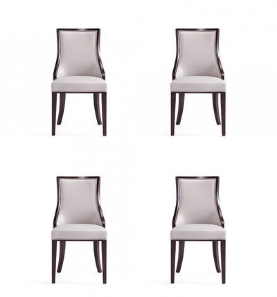 Grand Traditional Wood Upholstered Dining Chair in Light Gray - Set of 4 | Grand fauteuil de salle a manger traditionnel en bois avec revetement en tissu gris clair - Lot de 4