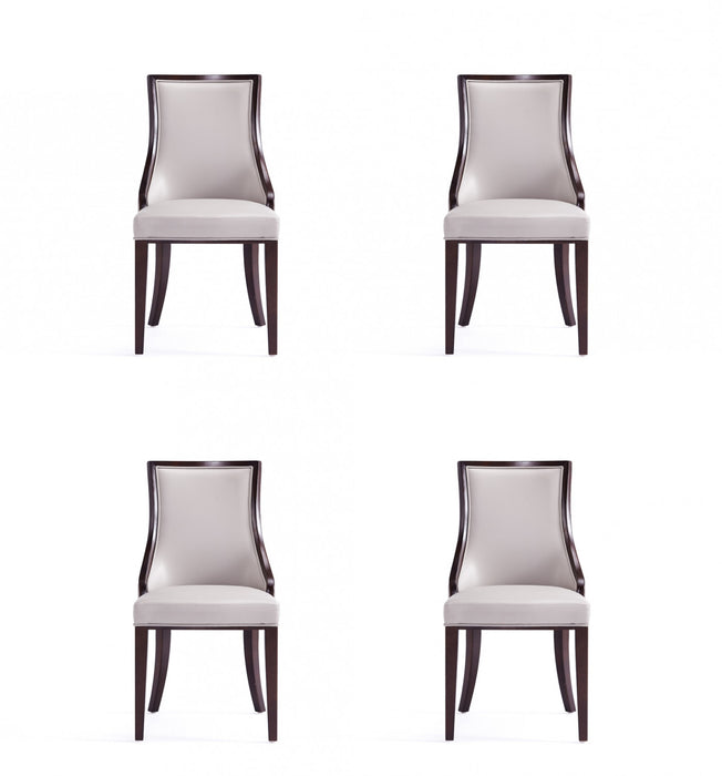 Grand Traditional Wood Upholstered Dining Chair in Light Gray - Set of 4