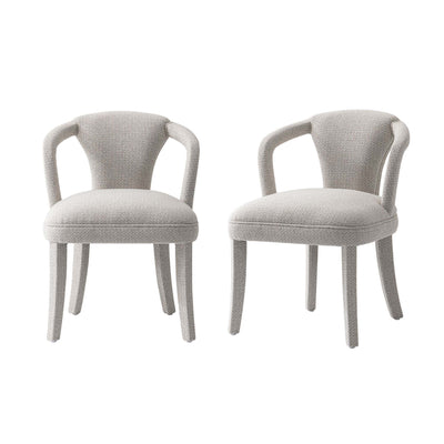 Palmer Mid-Century Modern Upholstered Tweed Armchair in Silver Lining - Set of 2 Dining Chair | Fauteuil Palmer style milieu du siecle moderne en tweed argente - Lot de 2