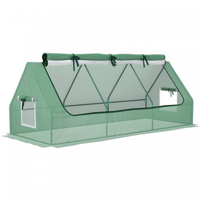 Outsunny Mini Greenhouse, 94.5" X 35.4" X 35.4" House-shaped Portable Tunnel Green House With Mesh W|Outsunny Mini Serre, 94,5" X 35,4" X 35,4" Tunnel Portable En Forme De Maison Avec Fenetres En Maill