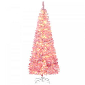 Homcom 6ft Snow Flocked Artificial Christmas Tree W/ Led Light