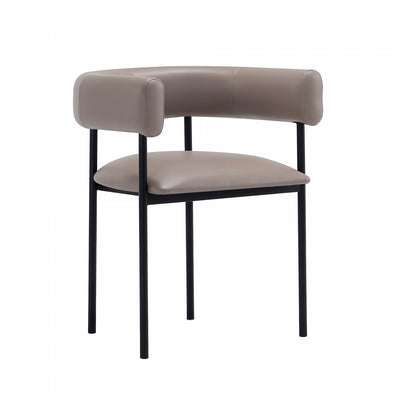 Onda Contemporary Vegan Leather Metal Dining Chair in Taupe | Chaise de salle a manger contemporaine Onda en cuir vegetalien et metal, coloris taupe
