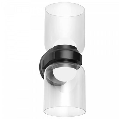 Dainolite Nadine 2 Light LED Sconce 20w Matte Black Clear Glass Lamp|Applique murale Nadine de Dainolite en verre transparent, avec fini noir mat et 2 ampoules à DEL de 20 W
