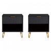 Dumbo Modern 20\" Fluted Nightstand in Black (1-Drawer) - Set of 2