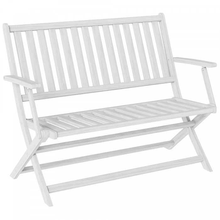 Outsunny Outdoor Bench, 46.5\" Foldable Acacia Wood Loveseat, White