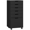 HOMCOM 6 Drawer Vertical File Cabinet with Lockable Wheels, Black