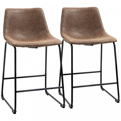 HOMCOM Bar Stools Set of 2, Counter Height Barstools with Back
