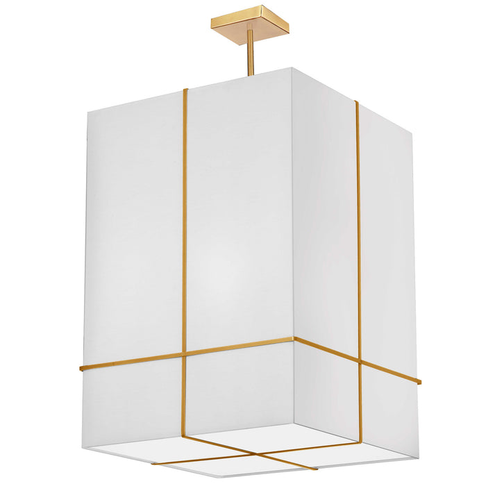 Dainolite Raquel 4 Light Incandescent Pendant Gold White Shade Lamp