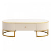 Edison 47.2\" Oval Engineered Wood Coffee Table With Storage Drawers, White