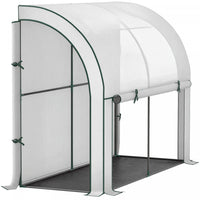 Outsunny Lean-to Greenhouse with PE Cover, Gardening Green House, White