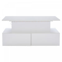 Ethan Lift-Top Coffee Table with LED Lighting and Storage Drawers,White 