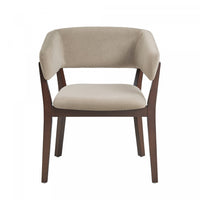 Blake Modern Wood Faux Mohair Armchair in Natural 