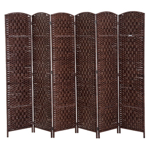 Homcom Double Hinged Woven Wicker Room Divider And Privacy Screens