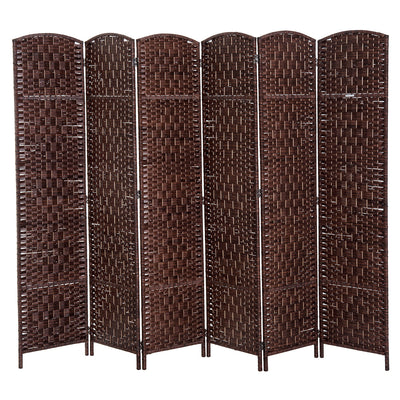 Homcom Double Hinged Woven Wicker Room Divider And Privacy Screens|Homcom Paravent De Separation De Piece En Osier Tisse A 6 Panneaux