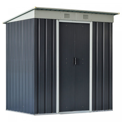 Outsunny 6' X 4' Outdoor Storage Shed, Metal Garden Tool Storage House Organizer With Lockable Slidi|Outsunny Abri De Jardin Avec Portes Coulissantes Et Bouche D'aeration, Noir