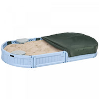 Kids Sandbox With Cover, Sandbox Outdoor With Corner Seat, Easy Assembly, Sand Play Station For Back
