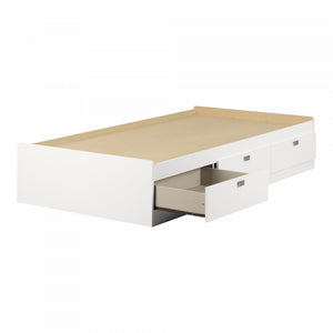 Spark Mate's Platform Storage Bed With 3 Drawers - Pure White 