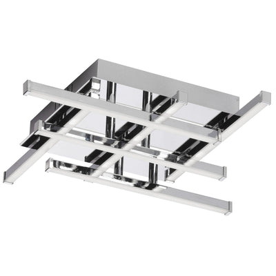 Dainolite Summit LED Flush Mount 18w Polished Chrome White Acrylic Diffuser Lamp|Plafonnier affleuré Summit de Dainolite en acrylique blanc qui diffuse la lumière, avec fini chromé poli et ampoule à DEL de 18 W