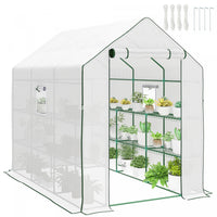 Outsunny 10'x6.6' Tunnel Greenhouse with Upgraded Structure, Mesh Door
