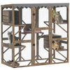 Pawhut Catio, Outdoor Cat Enclosure With Waterproof Cover, 2 Relaxing Condo, 5 Platforms, Wooden Cat House Window Box For Multiple Kittens, 59\" X 28\" X 59\", Brown