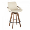 LumiSource Cosmo Faux Leather Mid-Century Modern Counter-Height Stool - Walnut/Cream|Tabouret moderne du milieu du 20e siècle Cosmo de hauteur comptoir en similicuir - noyer et crème