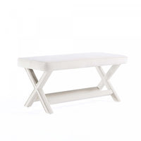 Abigail Mid-Century Modern Upholstered Velvet Accent Bench in Cream 