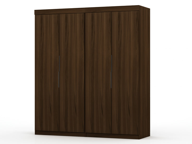 Mulberry Contemporary Modern 2-Piece Wardrobe Closet in Chestnut Brown