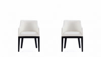 Gansevoort Modern Wood Vegan Leather Armchair in Ivory - Set of 2 