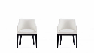 Gansevoort Modern Wood Vegan Leather Armchair in Ivory - Set of 2 | Fauteuil en bois moderne Gansevoort en cuir vegetalien ivoire - Lot de 2