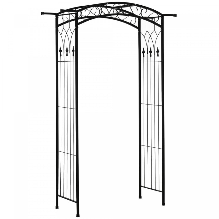 Outsunny Outdoor Garden Arbor With Scrollwork Design, Wedding Arch, Black