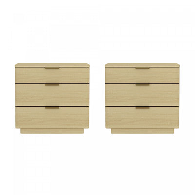 Payton Modern 26" Nightstand in Natural Oak (3-Drawer) - Set of 2 | Table de nuit moderne Payton 66 cm en chene naturel (3 tiroirs) – Lot de 2