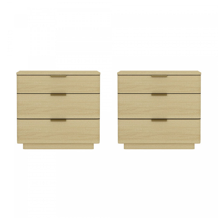 Payton Modern 26\" Nightstand in Natural Oak (3-Drawer) - Set of 2