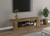 55” TV Stand With 2 Shelves And Tempered Glass - Brown Reclaimed Wood
