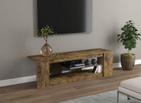 55” TV Stand With 2 Shelves And Tempered Glass - Brown Reclaimed Wood 