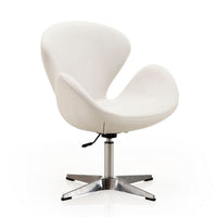 Manhattan Comfort Raspberry Polished Chrome Faux Leather Adjustable Swivel Chair - White