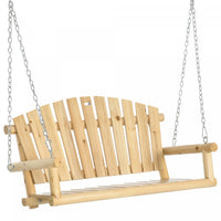 Outsunny Wooden Porch Swing 2-seater Hanging Outdoor Swing Bench W/ Chains
