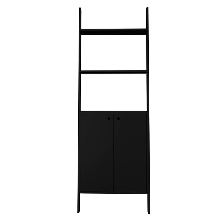 Manhattan Comfort Cooper Ladder Display Accent Cabinet with 2 Floating Shelves - Black