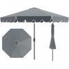 Costway 10 FT Patio Umbrella with Crank Tilt Adjustment Ruffles Vented Top 8 Ribs Gray